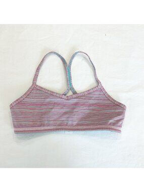 Ivivva by Lululemon Girls Striped Sports Bra Strappy Racerback Size 8 Multicolor